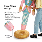 Easy 2 Step set-up with weighted base. Weighted base for stability. Secures firmly into base with strong fastener patch.